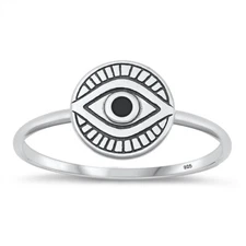 925 Sterling Silver Eye Ring Fashion Band 8.5mm Size 4-10