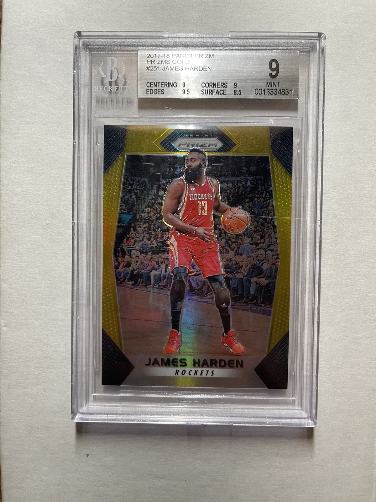 James Harden 2017-18 Panini Prizm #251 Gold Prizms /10 BGS 9 Mint