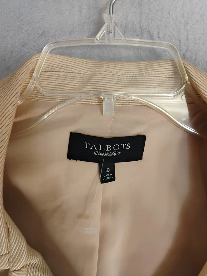 Talbots Womens Blazer 10 Gold Silk Blend Collared Single Vent Double Breasted - Image 4 of 4