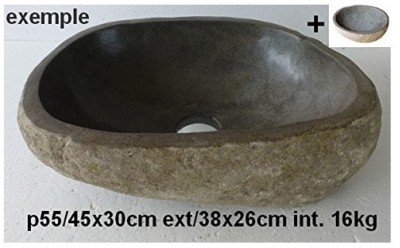 Lavabo Vasque En Pierre Naturelle (granit), Environ 45 Cm, Avec Porte-savon, Choix Sur Photos, Neuf