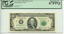 FR 2172-B* STAR 1988 $100 Federal Reserve Note PCGS 67 PPQ SUPERB Gem New