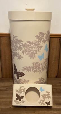 MCM Aquetta Ware Large Trash Can Or Hamper With Matching Tissue Box Butterflies