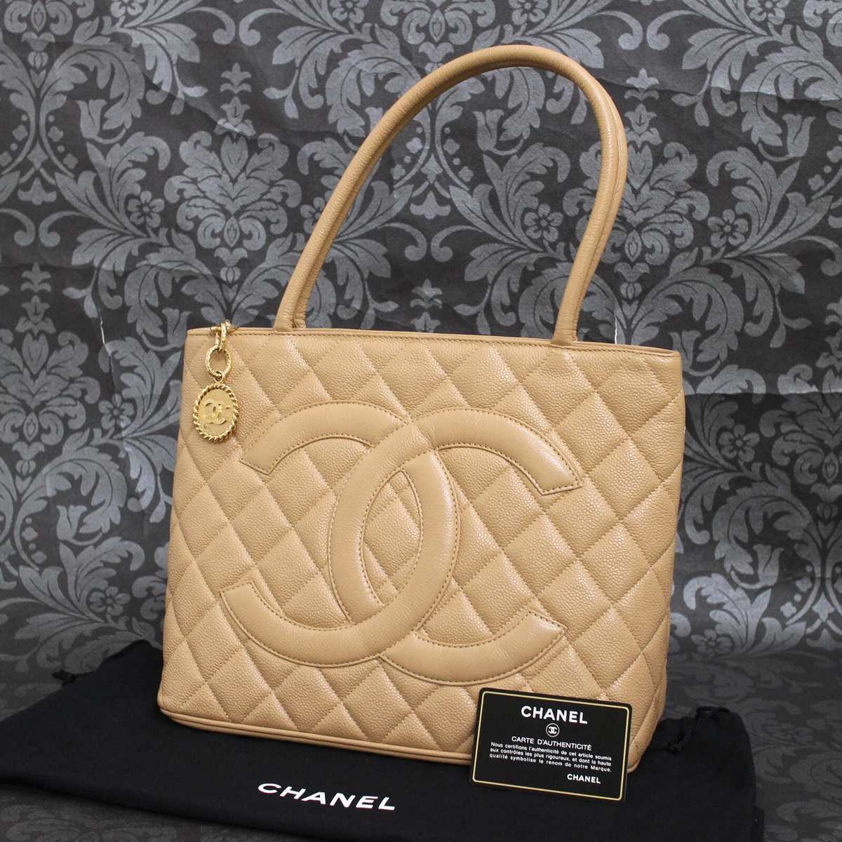 Chanel Quilted Orange Caviar Medallion Tote Bag 862680