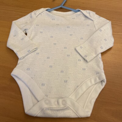 Baby Jungen Kleidung 3-6 Monate F&F weiß Baumwolle blau Bären Langarm Weste
