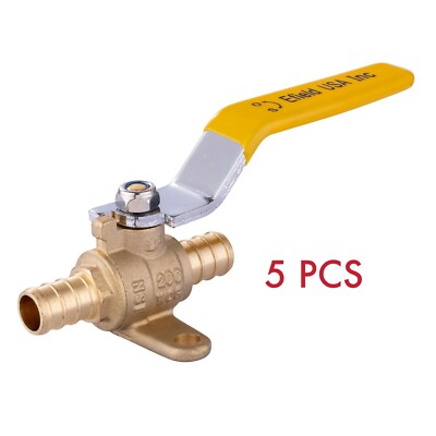 5 PCS 1/2'' PEX FULL PORT SHUT OFF  BALL VALVE WITH DROP EAR , NO LEAD BRASS UPC