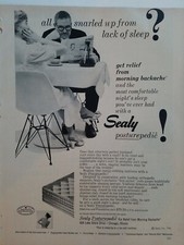 Colchón de cama Sealy Posturepedic 1956 vintage alivio del dolor de espalda matutino anuncio