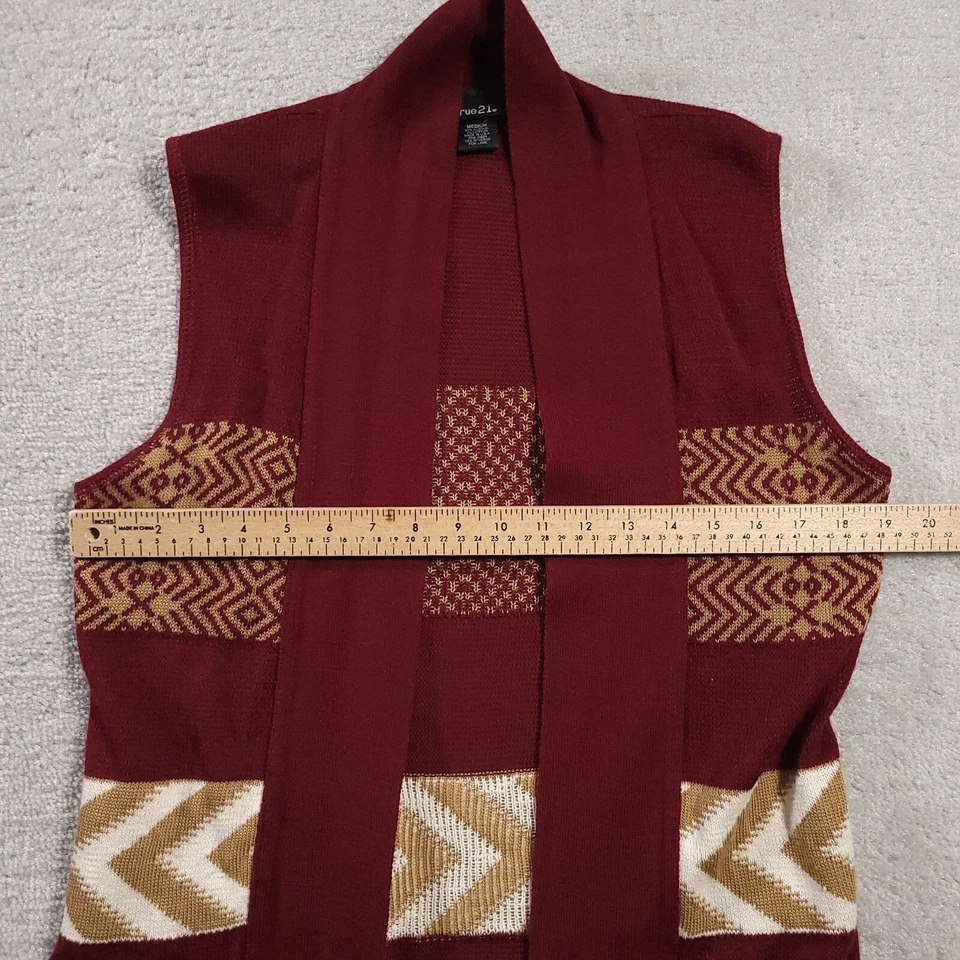 Cárdigan vintage Rue 21 para mujer frente abierto sin mangas talla mediana boho hecho en EE. UU. Foto 3 de 4