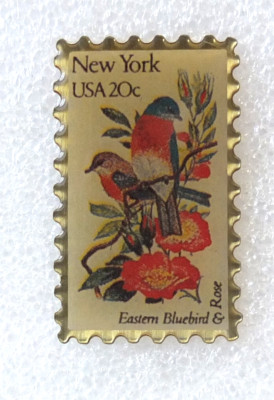 PIN S BRIEFMARKE NEW YORK VOGEL EASTERN BLUEBIRD