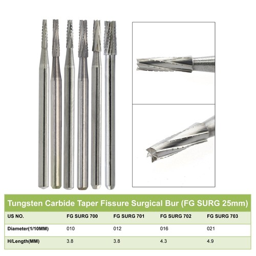 5 Stück Prima Wave Dental Hartmetall Bohrer High Speed FG 19mm / Chirurgisch FGOS SL 557 25mm - Bild 16 von 363
