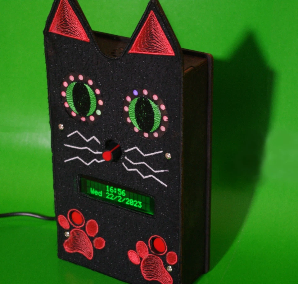 Phillipe the Left Bank cat clock Alleykat original artisan electronic art piece. - Image 3 of 4