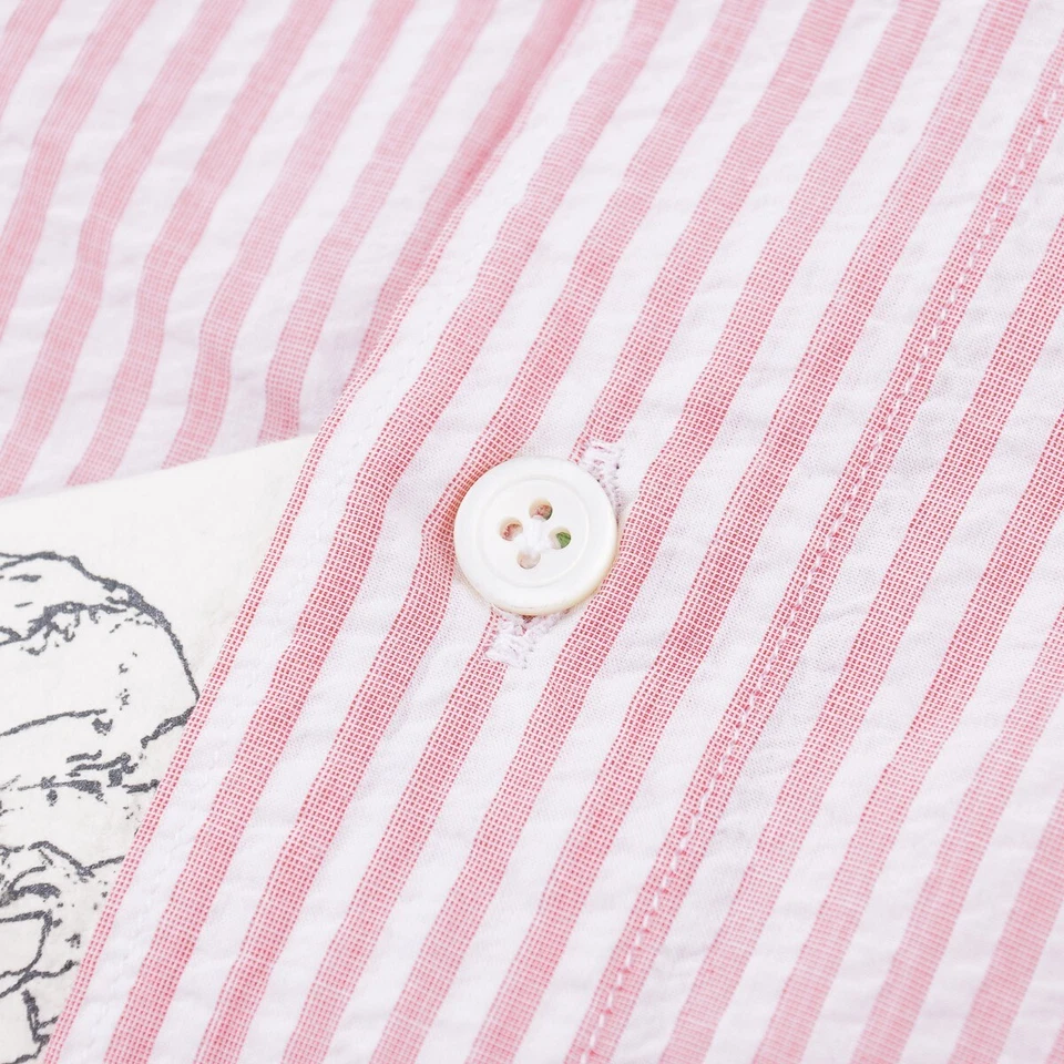 Finamore Napoli Slim-Fit легкий Seersucker хлопок платье рубашка 16 новый с Ярлыками - Изображение 2 из 4