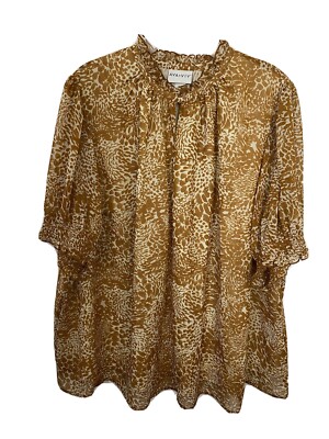 Ava & Viv 1X Floral Knit Top Stretchy Short Sleeve NWT Fall Maple