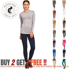 Womens Fleece Lined Leggings Thick Winter Warm Solid One Size Thermal Pants
