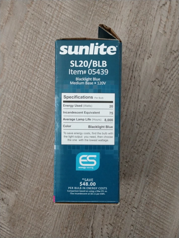 Sunlite 75W UV Blacklight Spiral CFL Fluorescent Light Bulb Blue SL20 - Image 3 of 4
