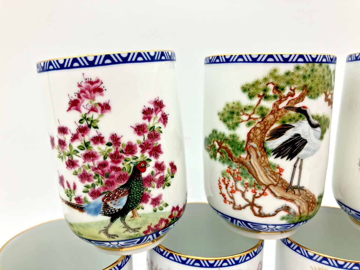 Vintage 1985 COMPLETE SET: 12 Franklin Mint Porcelain Sake