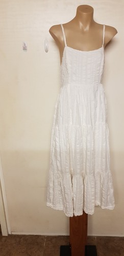 Ladies White Long Summer Dress Sz10 Miss Shop Clearance