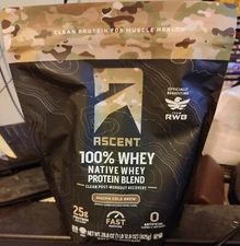 Ascent 100% Native Whey Protein Mocha Cold Brew Powder 1 lb 11.3 oz Exp 4/2025