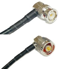 LMR195 Silver BNC MALE ANGLE to N MALE ANGLE Coax RF Cable USA Lot