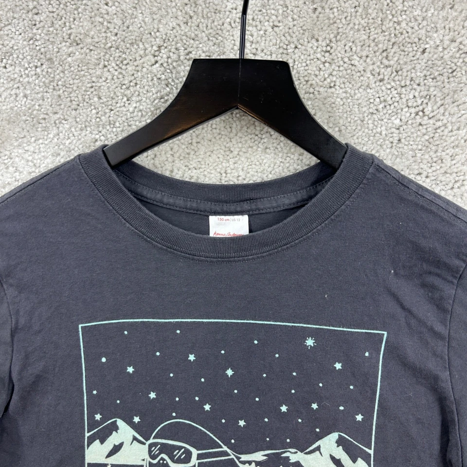 Camiseta Hanna Andersson Niños Talla 12 Gris Manga Larga Snowboard Algodón Foto 4 de 4