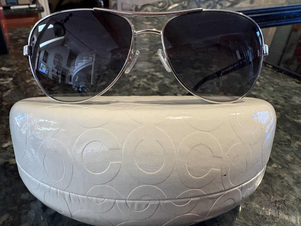Coach HC7038 (L925 Kiera) Aviator Sunglasses Silver Gray 
