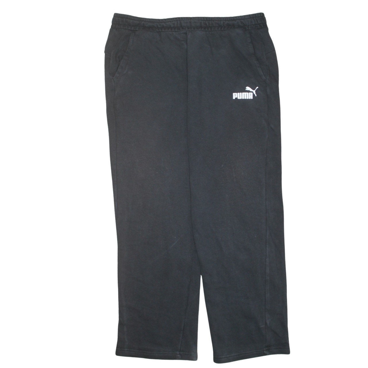 Puma Mens Sweatpants Black Fleece Elastic Waist Pockets Embroidered Logo L L