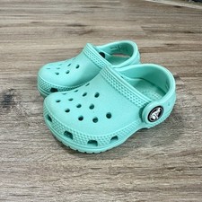 Crocs Classic Clogs Kids Sz 4 C4 Rubber Round Toe Slip On Shoes Slingback Green