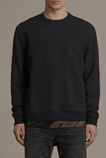 All Saints SVB Embroidered Crew Sweatshirt In Black Men's Size Medium