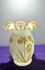 Fenton 95th Anniversary Honeycrest Iridescent Hand Painted Daffodil Vase Signed