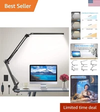 Eye-Caring Adjustable Desk Light with Clamp & Touch Control, Modern Design