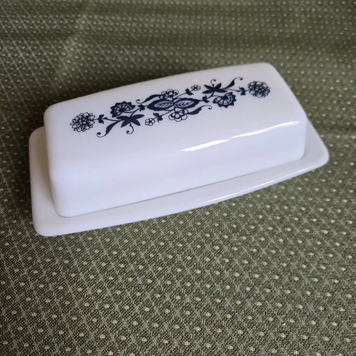Old Town Blue Onion Pyrex Butter Dish Vintage