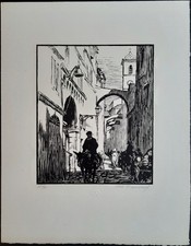 Par Paul Adrien Bouroux (1878-1967) La rue de l’hôtel de ville à Bonifacio
