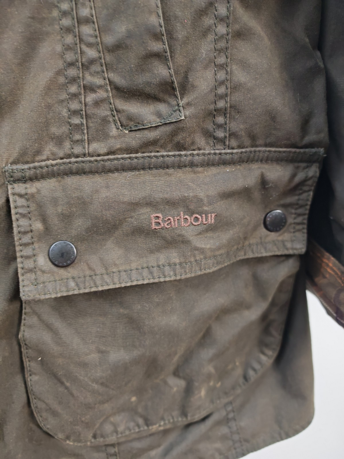 Barbour Classic Beadnell Wax Jacket Olive Women's Size UK 16 US 12 Tartan image 8