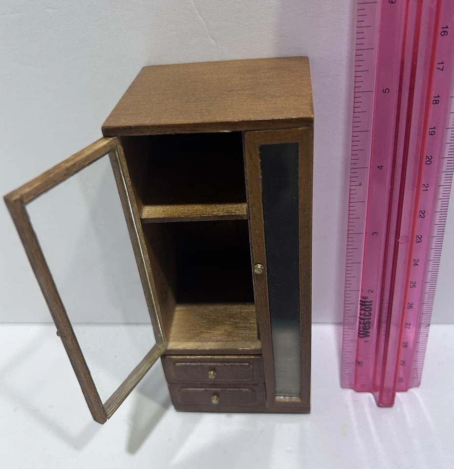 BESPAQ CASA DE MUÑECAS FINA MINIATURA AMOIRE ARMARIO ARMARIO WADROBE NOGAL # 8904 Foto 4 de 4