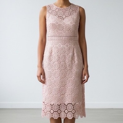 Premier Amour Womens Pink Crochet Lace Sheath Dress Size 16 NWT Barbie core