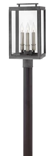 Hinkley Lighting 2911 Sutcliffe 120v 3 Light 20" Tall Post Light - Aged Zinc - Picture 6 of 6