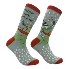 Livin The Dream Socks Funny Sarcastic Drinking Graphic Novelty Footwear for Men