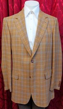 Eduard Dressler Zegna Sakko Gr.98 pfirsich-blau kariert Einreiher 2-Knopf -S457A