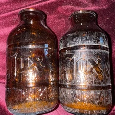 2 Jax Beer Barrel Bottles New Orleans Brewery 1970s Amber Glass Wide Mouth 6oz