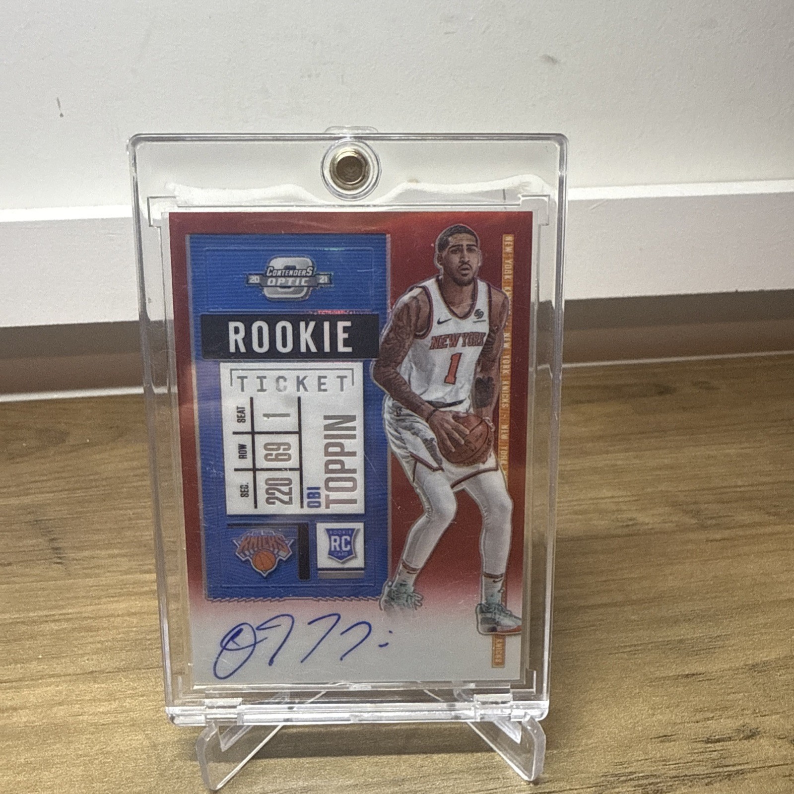 2020-21 Panini Contenders Optic Obi Toppin Rookie Ticket Auto Red 127/149 Pacers