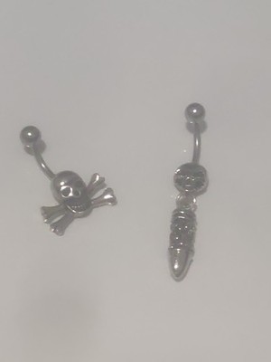 Skull And Bones Body Jewelry. Belly Button Rings Set Of 2