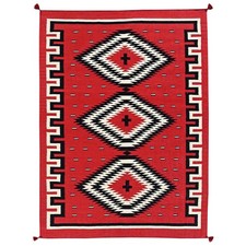 5'2"x7' Red Southwest Geometric Design Flat Weave Hand Woven Pure Wool Rug 2325