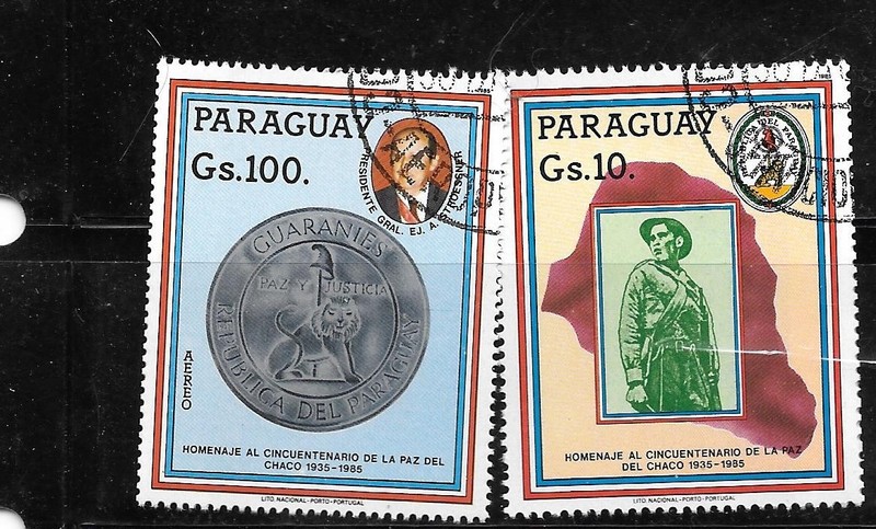 PARAGUAY #2153-58 1985 DELEVOPMENT PROJ. CTO USED XF PICTORIAL TOPICAL STAMP SET