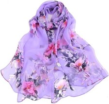Scarfs for Women Lightweight Print Floral Pattern Scarf Peach Blossom purple