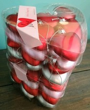 2 Sets Love 24 Valentines Day Red Pink Silver Small Hearts Ornaments 1 3/4 In