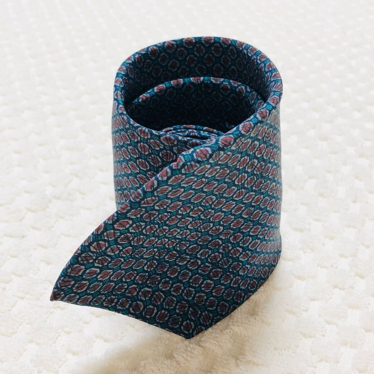 Excellent condition Christian Dior tie jewelry all over pattern 100 silk blue bu thumbnail 2