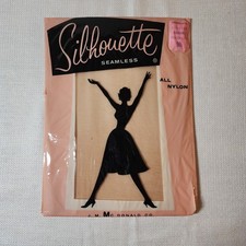 Vintage 1950s JM McDonald Silhouette Nylons Beige Tone Sheer Stretch