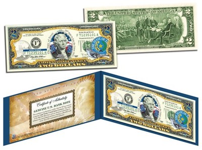 TEXAS $2 Statehood TX State Two-Dollar US Bill *Genuine Legal Tender* with Folio