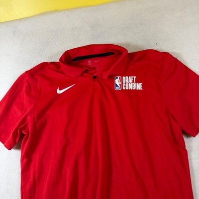 Nike NBA Draft Combine Dri-FIT Red Polo Shirt Mens Medium Short Sleeve Athletic