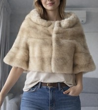 Vintage Al Ours Blanc Faux Fur Cape Cream Beige Casablanca Size S 