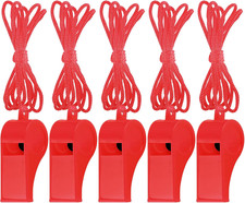 5 Pcs Referees Loud Plastic Emergency Whistle with Lanyard for Outdoor Activitie